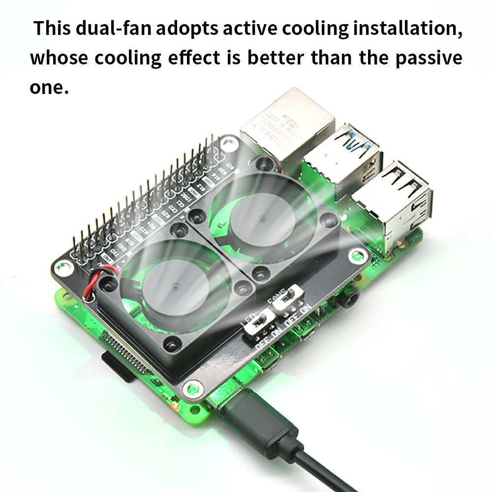 Raspberry Pi Water Cooling Kit - RPI Dual Cooling Fan Shield With