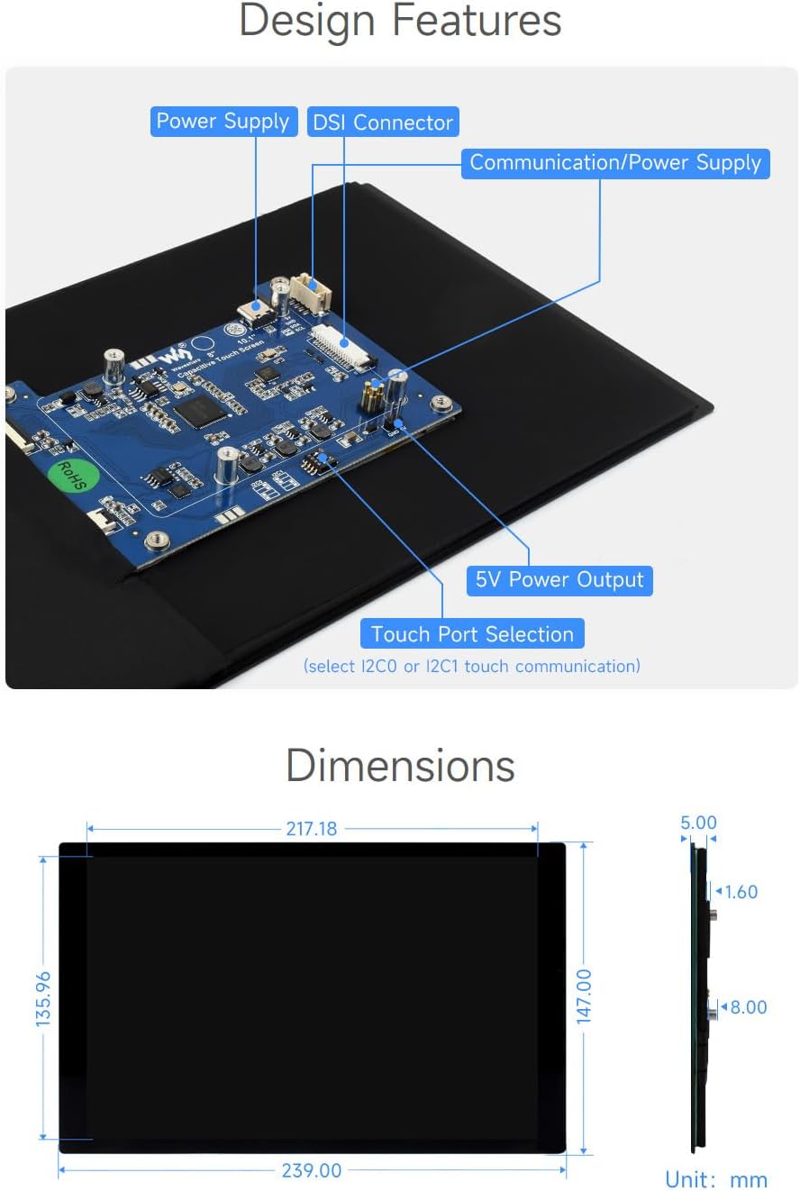Waveshare 10.1 inch IPS Capaci - огляд і ціна Raspberry Pi 10.1 Inch Capacitive Touch Screen Ips